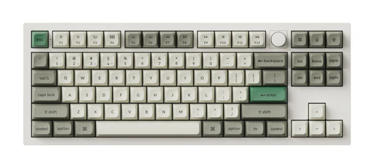 KEYCHRON Q3 Max Keychron Q3 Max liniowe przełączniki Gateron Jupiter Banana fabrycznym smarowaniem wytrzymują aż do 80 milionów naciśnięć - klawiatura od góry na białym tle