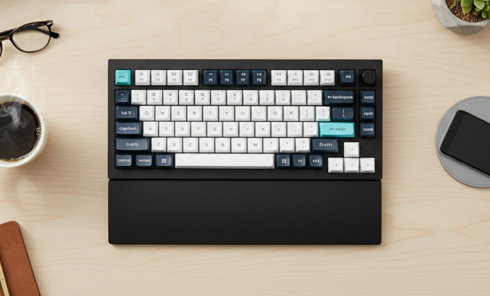 Keychron Silicone Palm Rest - podkładka z klawiaturą na drewnianym blacie