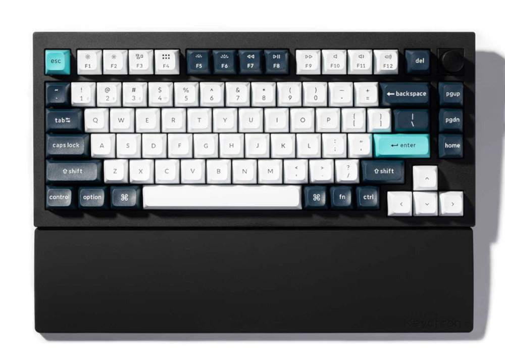 Keychron Silicone Palm Rest uniwersalnemu profilowi Keychron V1 / V1 Max / V2 / Q2 / Q9 / Q1 Pro/ Q1 Max / Q2 Pro / Q2 Max /  Q2 HE / P1 / P1 Pro / P1 HE - podkładka przy klawiaturze na białym tle