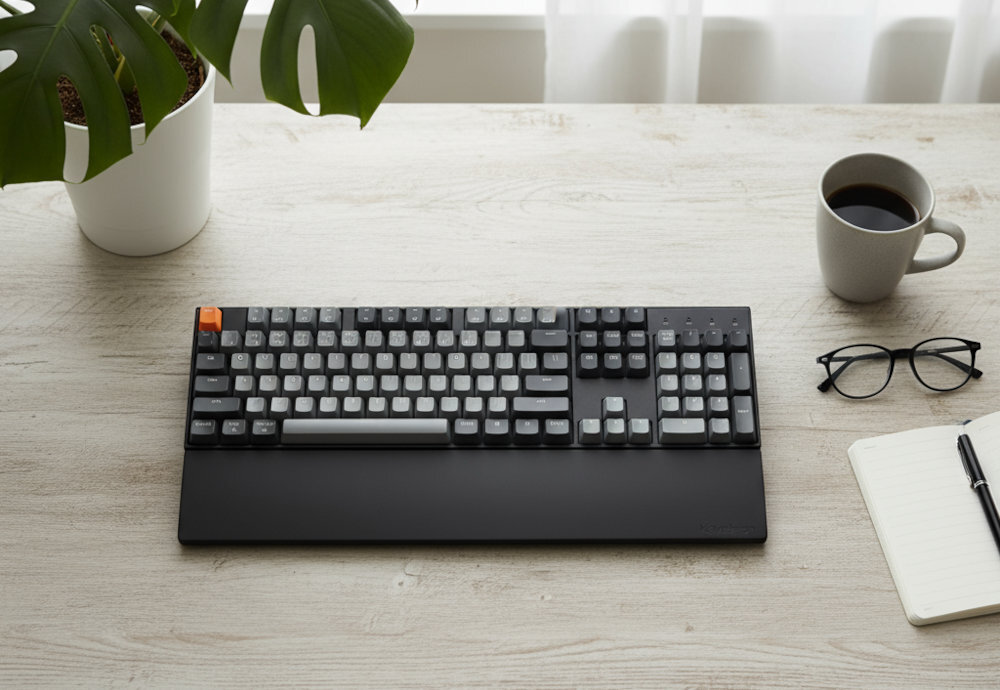 Keychron Silicone Palm Rest - podkładka z klawiaturą na drewnianym blacie