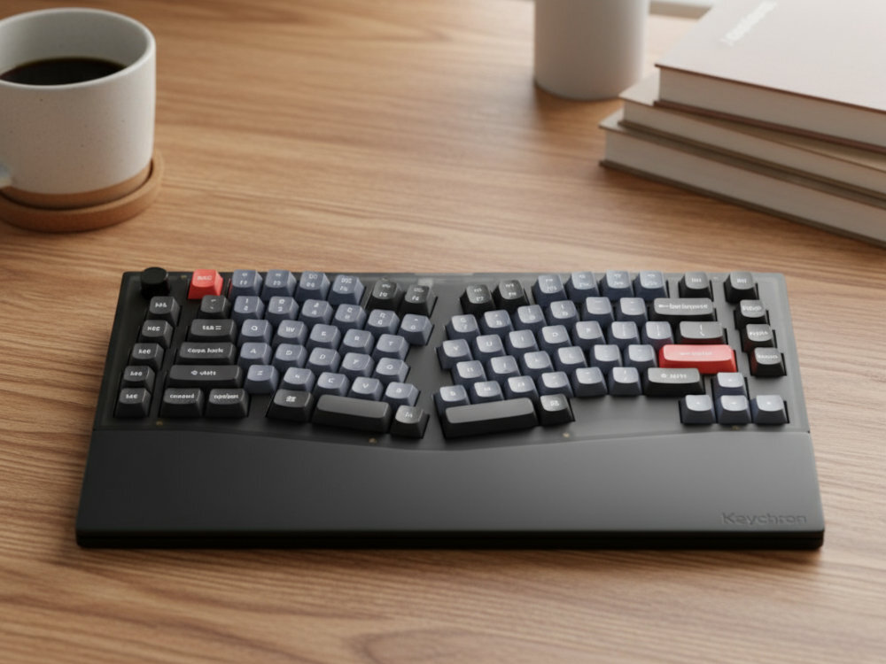 Keychron Silicone Palm Rest - podkładka z klawiaturą na drewnianym blacie