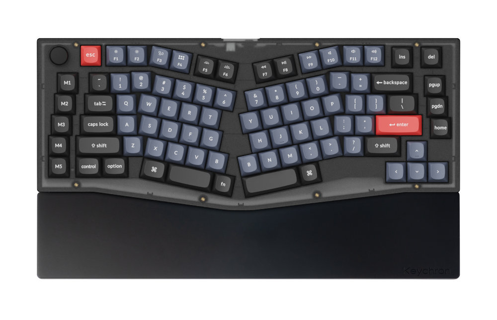 Keychron Silicone Palm Rest uniwersalnemu profilowi Keychron Q10 / Q10 Pro / Q10 Max / V10 / V10 Max - podkładka przy klawiaturze na białym tle