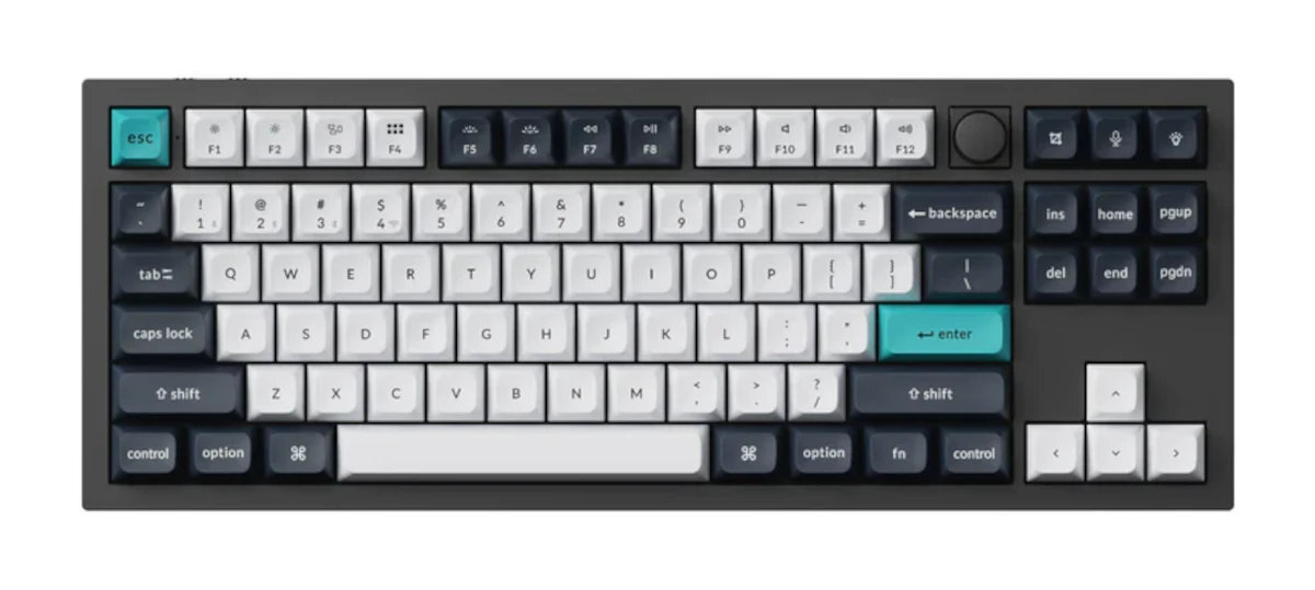 KEYCHRON Q3 Max Keychron Q3 Max liniowe przełączniki Gateron Jupiter Banana fabrycznym smarowaniem wytrzymują aż do 80 milionów naciśnięć - klawiatura od góry na białym tle
