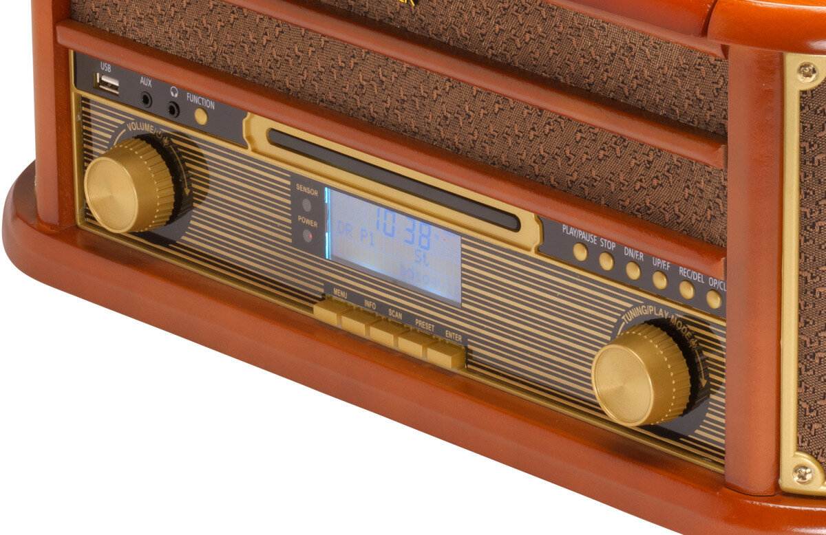 Gramofon DENVER MRD-51 Brązowy obsługa wyświetlacz przyciski
