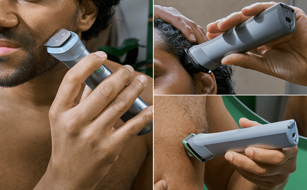 Mężczyzna golący brodę, włosy i pachy