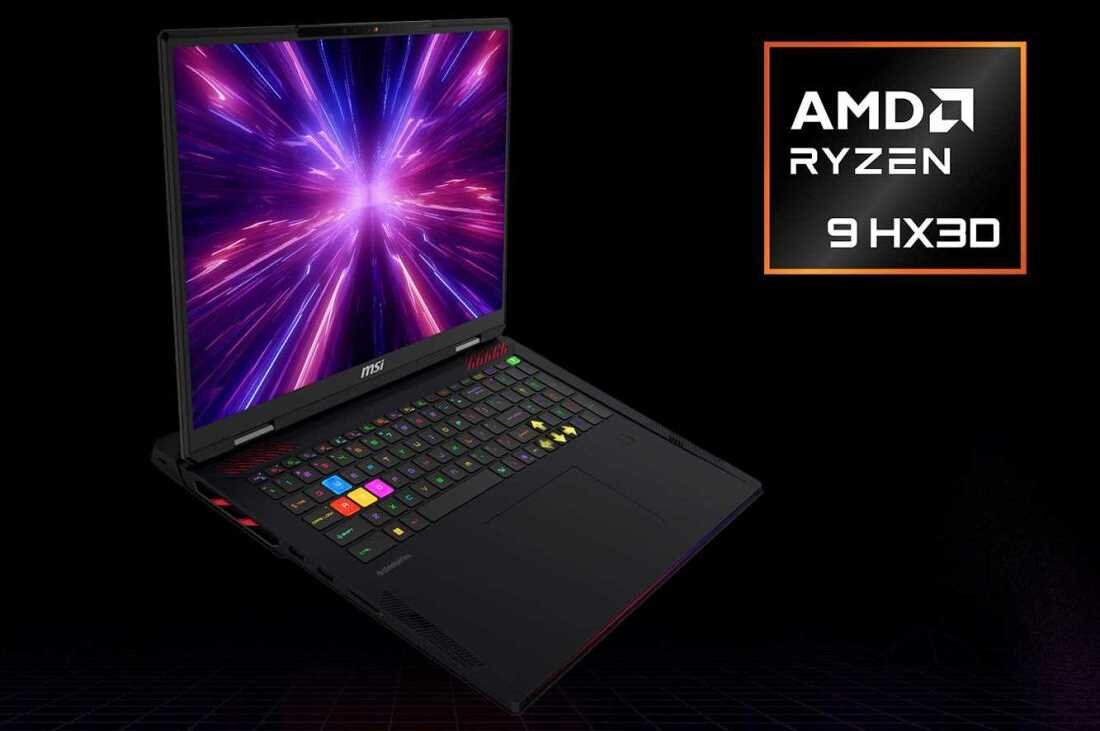 Procesor AMD Ryzen 9 9955HX3D w laptopie MSI Raider A18 HX AI, architektura Zen 5, AMD 3D V-Cache drugiej generacji