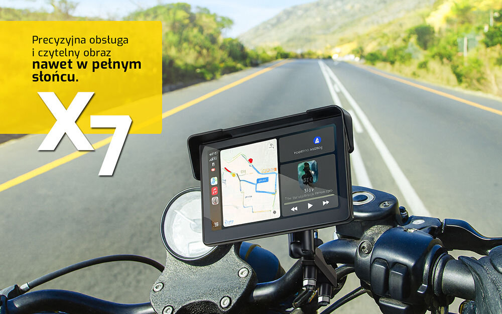 Tablet XENSO X7 ekran IPS 7 cali powłoka antyodblaskowa dotyk w rękawiczkach, tablet umocowany do kierownicy motoru