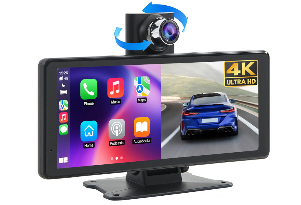 Tablet XENSO X8 montaż Plug & Play USB Typ C AUX Bluetooth Wi-Fi kompatybilność, tablet po skosie na białym tle