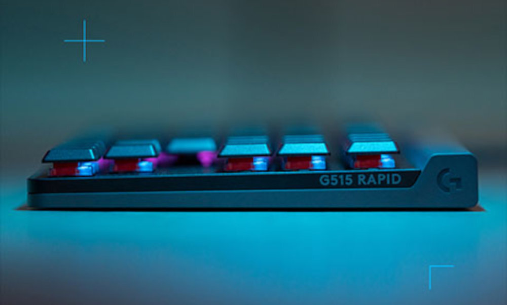 LOGITECH G515 Rapid TKL Obudowa 22 mm skok klawiszy szybką i precyzyjną reakcje - klawiatura od boku
