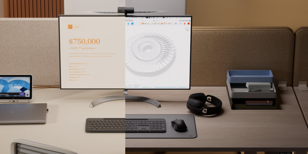 LOGITECH Slim Solar+ Pełnowymiarowa klawiatura bezprzewodowa Logitech Signature Slim Solar+ świetle słonecznym, sztucznym Stałe zasilanie - klawiatura na biurku obok monitora i słuchawek