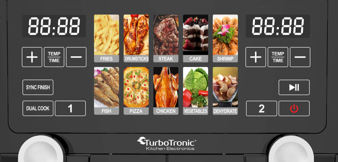 Air Fryer Frytkownica beztłuszczowa TURBOTRONIC TT-DAF8 Prosta obsługa na co dzień Dotykowy ekran automatyczne programy ułatwienie programy potrawy dostosowanie czas temperatura smak