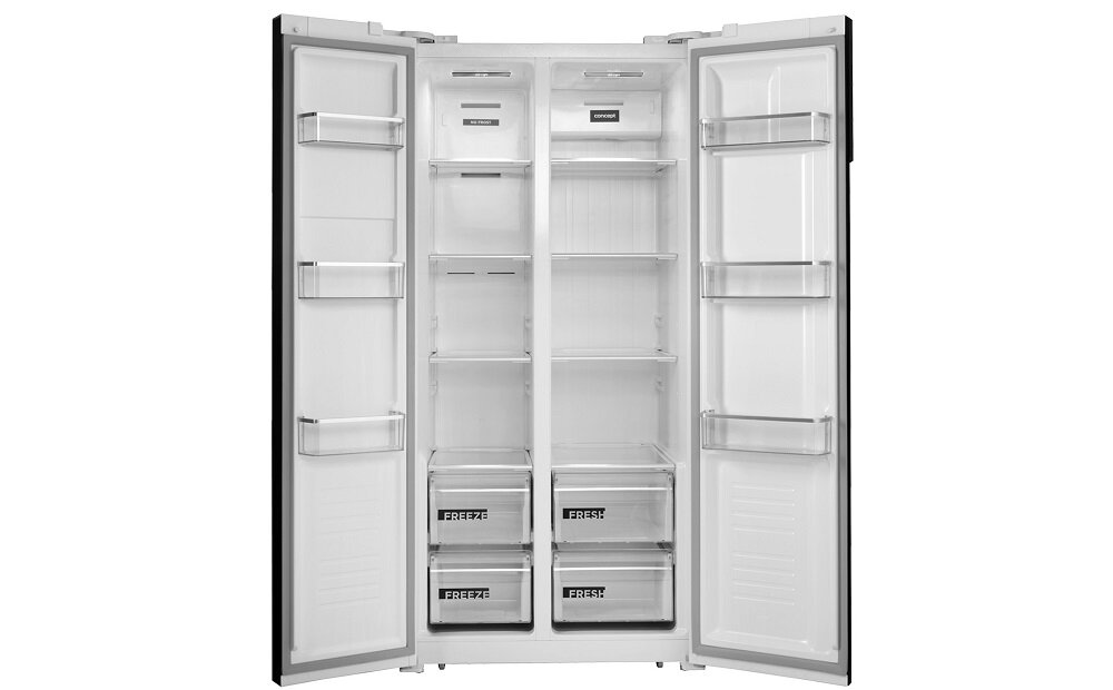 Lodówka CONCEPT LA7383wh Side by side Nofrost układ wewnątrz