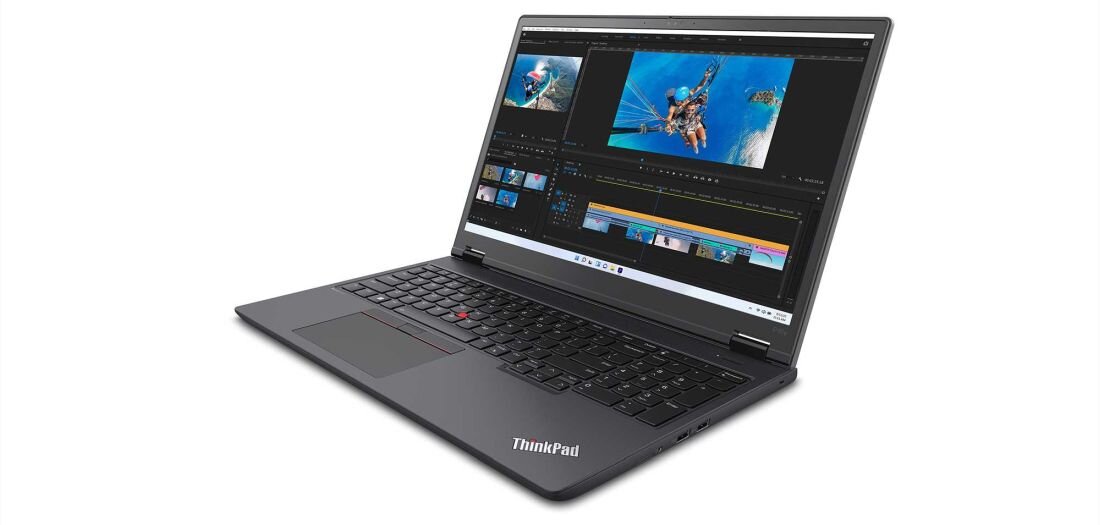 Górna ramka ekranu laptopa LENOVO ThinkPad P16v z widoczną zasłoną Privacy Shutter – kamera 5 MP z IR