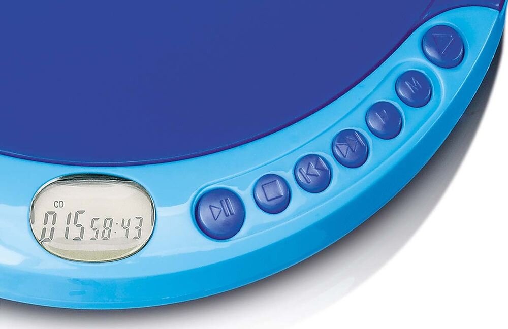 Discman LENCO CD-011BU tryby program shuffle repeat sterowanie muzyką odtwarzacz CD, urządzenie od frontu na białym tle, kadr na przyciski urządzenia