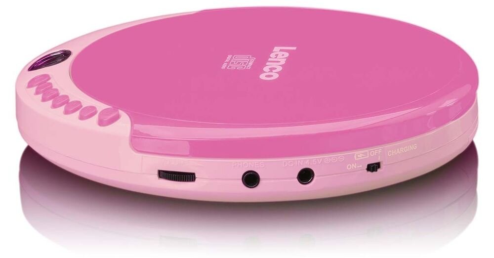 Discman LENCO CD-011PK zasilanie AA USB ładowanie baterii mobilny odtwarzacz CD, urządzenie po boku na białym tle