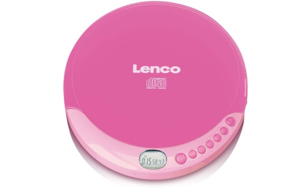 Discman LENCO CD-011PK LCD wyświetlacz kontrola utworów przyciski oszczędzanie energii, urządzenie od frontu na białym tle