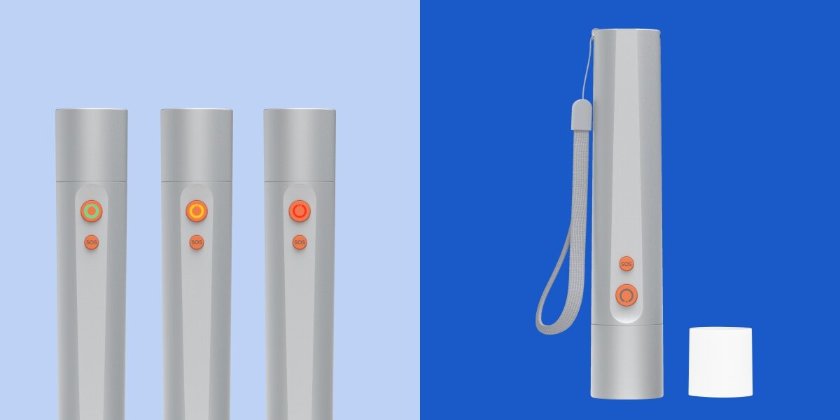 Latarka HAMA FL300-C Srebrny, dyfuzor, równomierność, zasięg, uniwersalność, Trzy latarki z różnymi kolorami przycisku