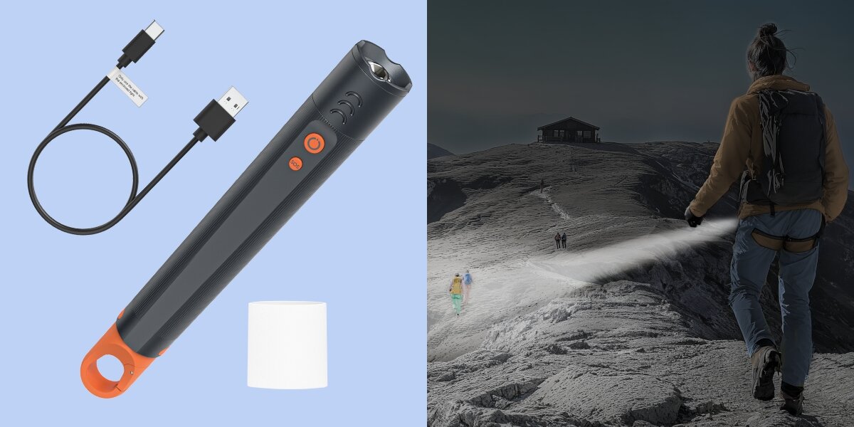 Latarka HAMA FLX1200-C Grafitowy, aluminium, IP44, deszcz, śnieg, Zestaw: latarka turystyczna, kabel USB, klosz