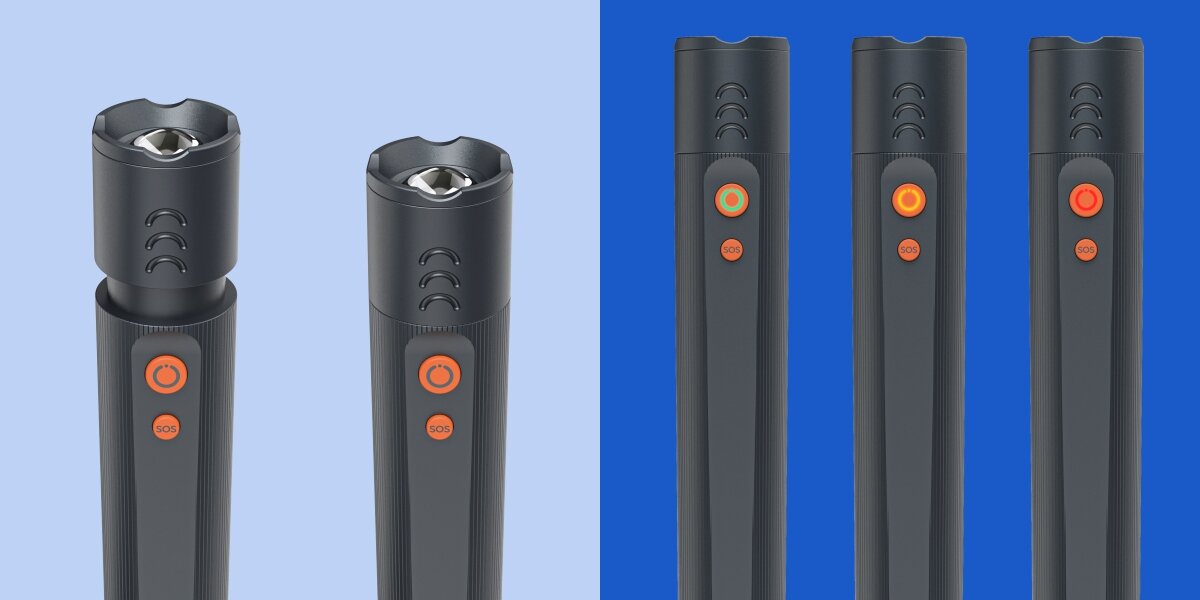 Latarka HAMA FLX1200-C Grafitowy, zasięg, 300m, SOS, widoczność, Latarki z różnymi kolorami podświetlenia przycisku