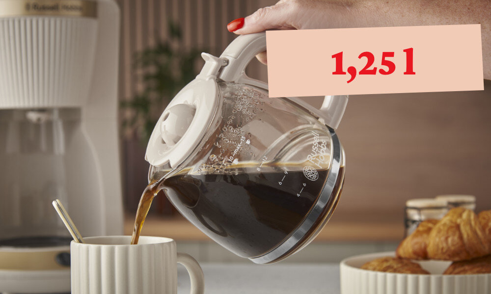 Ekspres RUSSELL HOBBS Bronte 26781-56 Beżowy Pojemny dzbanek pojemność Podziałka i wygodny uchwyt kontrola