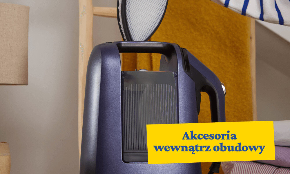 Parownica do ubrań (Steamer) RUSSELL HOBBS 27600-56 Akcesoria wewnątrz obudowy zbiornik, przewód i nasadki Ergonomiczny uchwyt ułatwienie przenoszenie szybkie odświeżenie ubrań