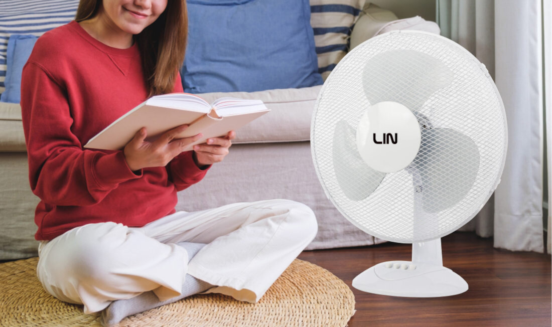 Wentylator LIN LI16FT2512WH Biały Solidna konstrukcja i mobilność osłona śmigieł bezpieczny w użytkowaniu Manualne sterowanie 1,6 m przewód swoboda Lekka konstrukcja i klasyczny, biały kolor 
