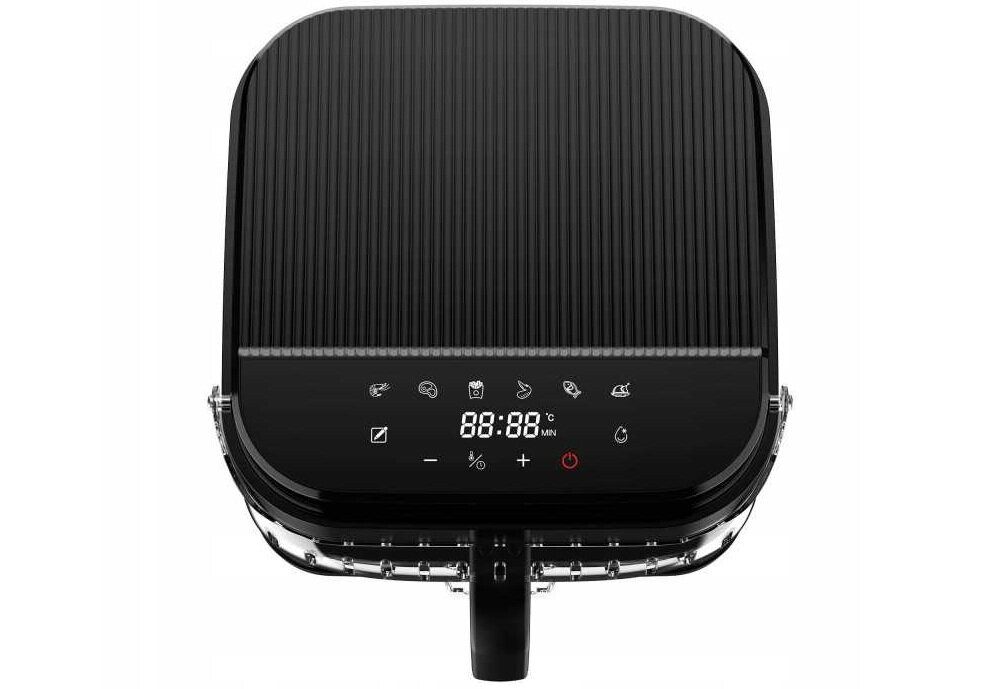 Air Fryer Frytkownica beztłuszczowa TURBOTRONIC TT-AFG5 urządzenie od góry na białym tle, panl strowania, 8 automatycznych programów