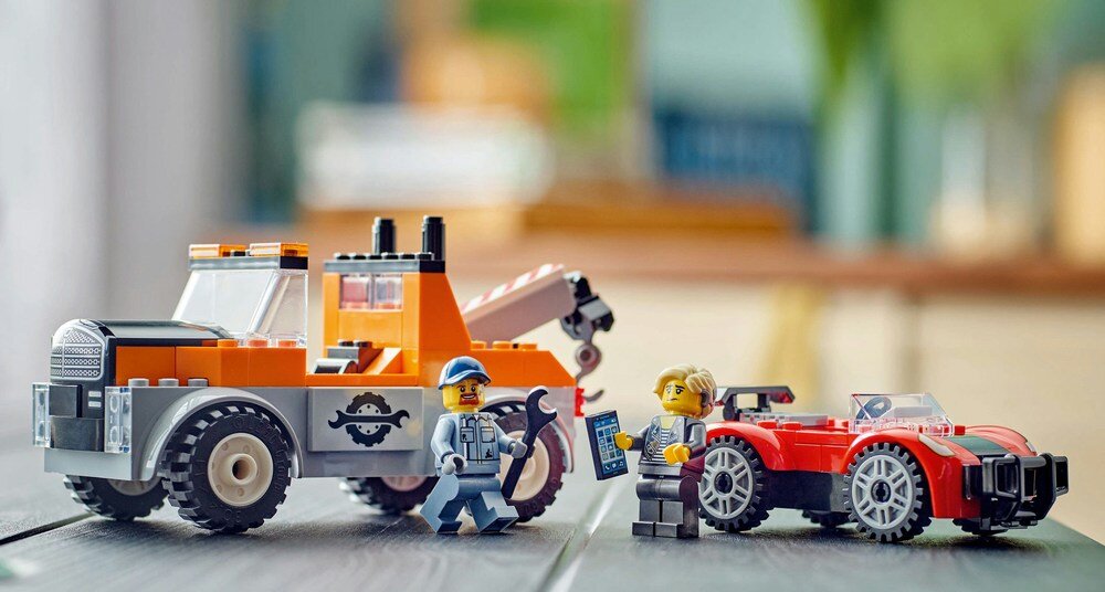LEGO 60435 City Samochód pomocy drogowej i naprawa sportowego auta opis