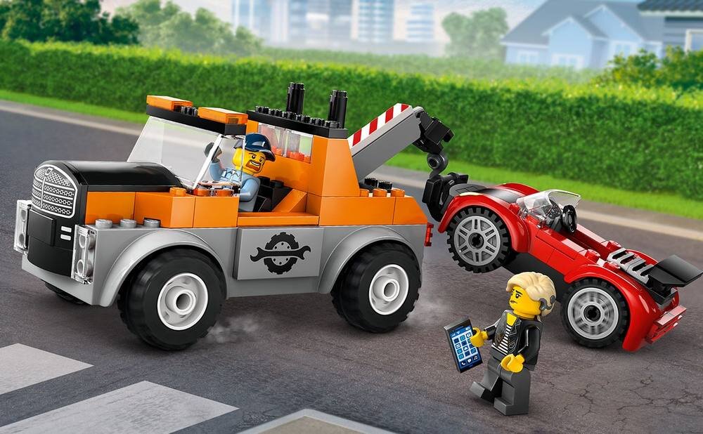 LEGO 60435 City Samochód pomocy drogowej i naprawa sportowego auta kierowca