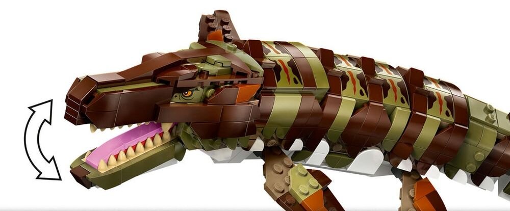 LEGO 76974 Jurassic World Misja na łodzi i model mozazaura 858 elementów ekspozycja kolekcja prezent