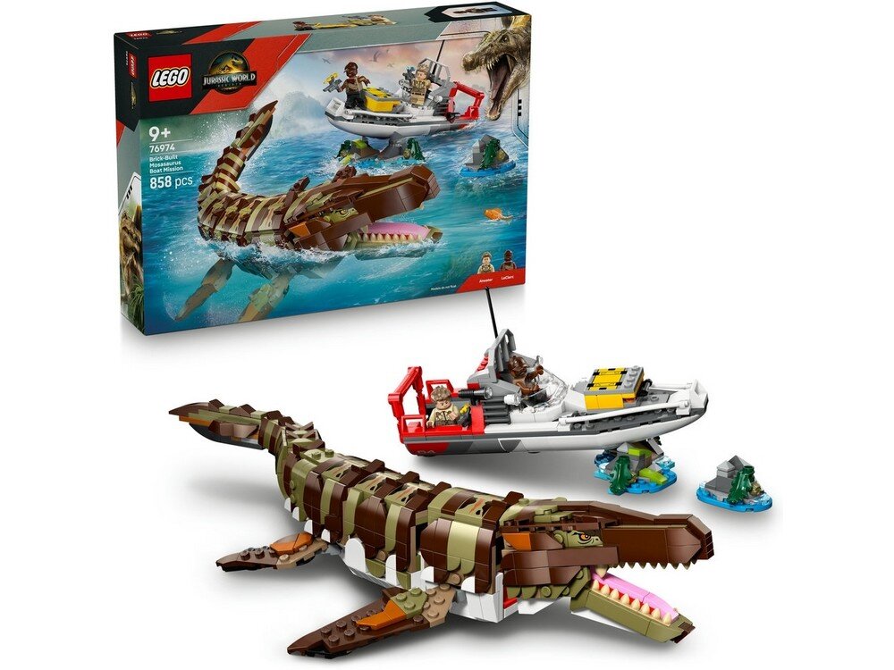 LEGO 76974 Jurassic World Misja na łodzi i model mozazaura Zestaw