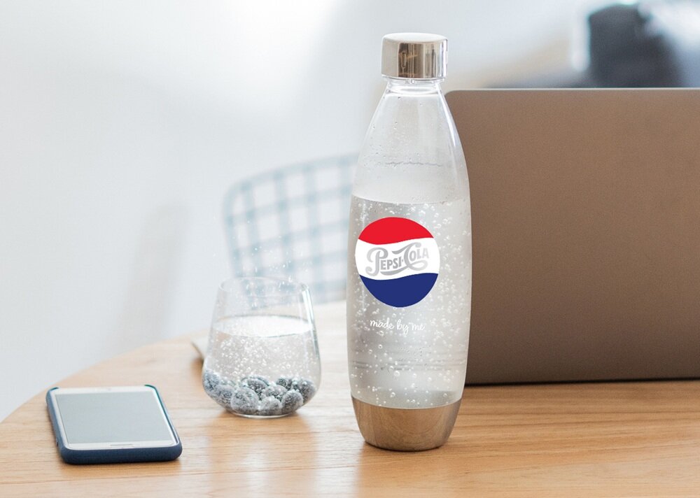 Butelka SODASTREAM Silver Pepsi lekkie i świeże napoje, wzbogacone witaminami, smak lata, ulubiona lemoniada, łatwe przygotowanie