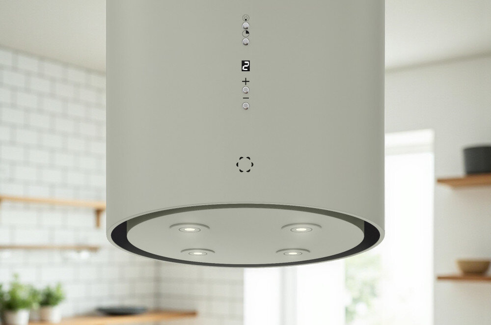 Okap GLOBALO Callia Isola 39.1 trzy poziomy prędkości sterowanie boost moc regulacja Oświetlenie Power led panel Soft-Touch dotykowy