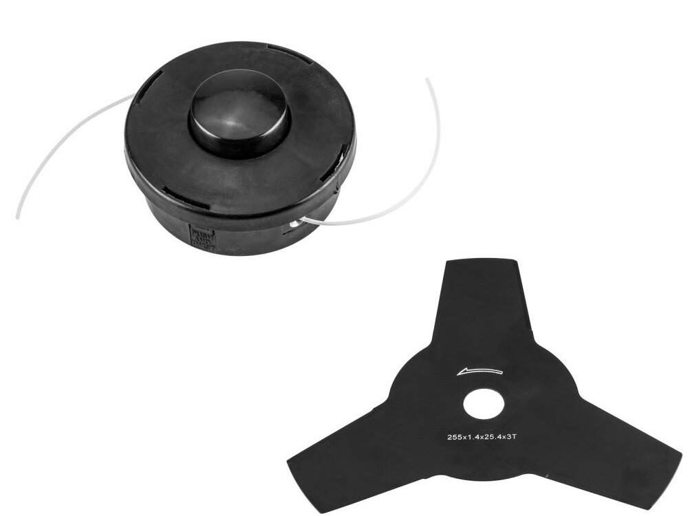 Kosa spalinowa VERTO 50G490 dwie formy tnące zyłka tnąca tarcza tnąca szerokość robocza żyłki do 46 cm szerokość robocza tarczy do 25,5 cm długa żywotność niezawodność wydajność średnica żyłki 2 mm