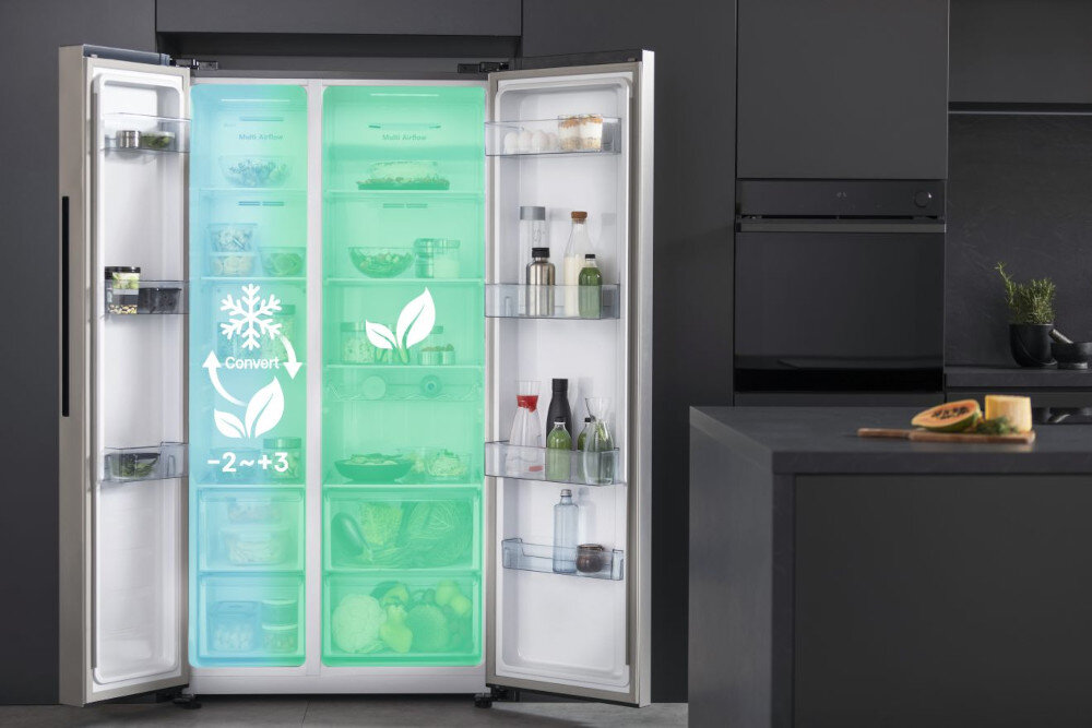 Lodowka HISENSE RS711N4ACE Side by side Nofrost 178.6cm Inox Funkcja konwersji