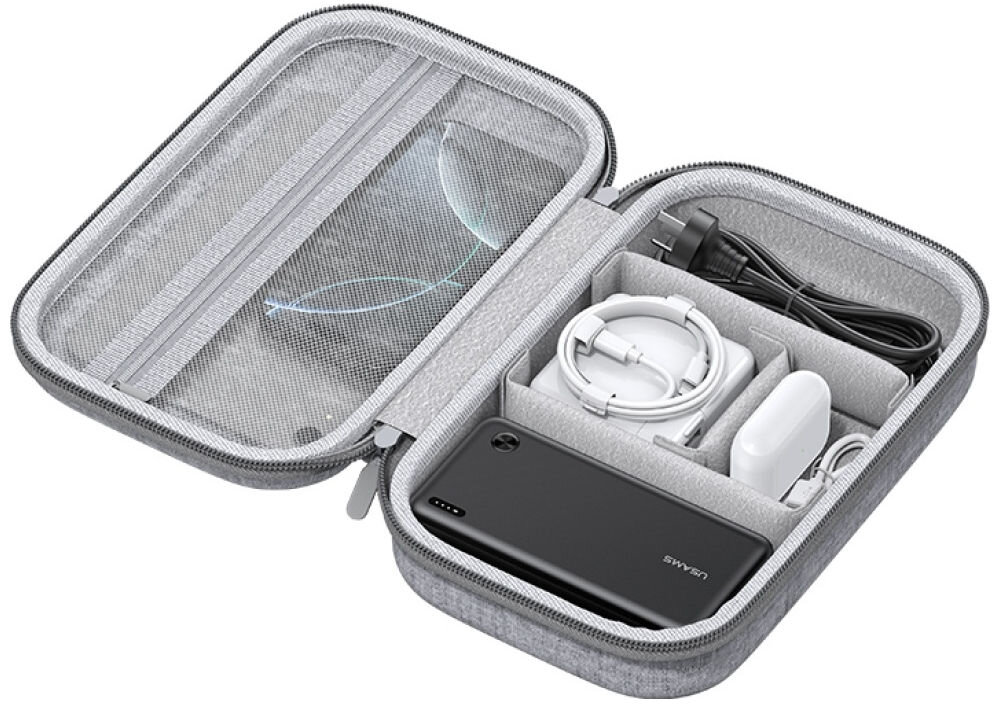 Etui ochronne USAMS JX Series 10.6 Szary, Ergonomiczne, solidne, ochrona, twarde, na białym tle etui otwarte i pokazane wnętrze