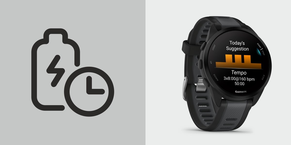 Zegarek sportowy GARMIN Forerunner 165 Music Czytelność i komfort ekran AMOLED 1,2 Bateria 