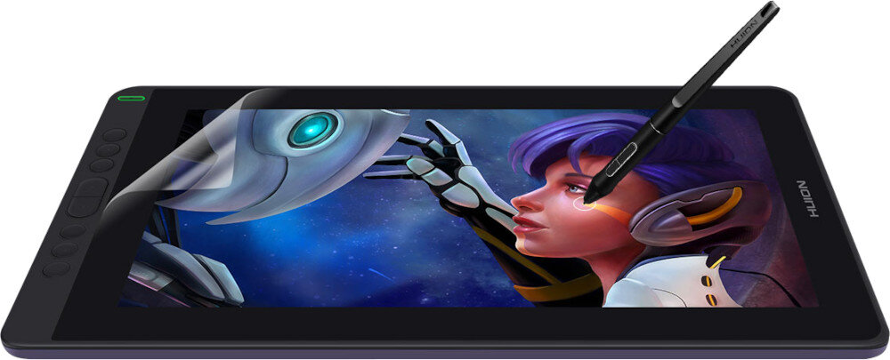 Tablet graficzny HUION Kamvas 13 Fioletowy ekran powłoka odblaski laminowanie kąt widzenia