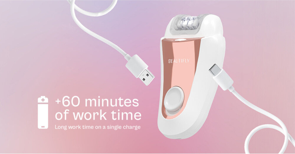 Depilator BEAUTIFLY Miniglow Epil Zawsze gotowe do pracy kabel USB-A/USB-C Szybkie ładowanie  potrzeba planowanie