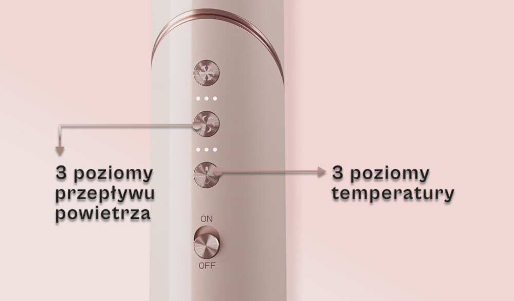 Suszarko-lokówka BEAUTIFLY Multi Styler Stylebliss Rose 50 mm 1200 W Kontrola temperatury i nawiewu Trzy poziomy przepływu powietrza trzy ustawienia temperatury kontrola proces stylizacja dopasowanie