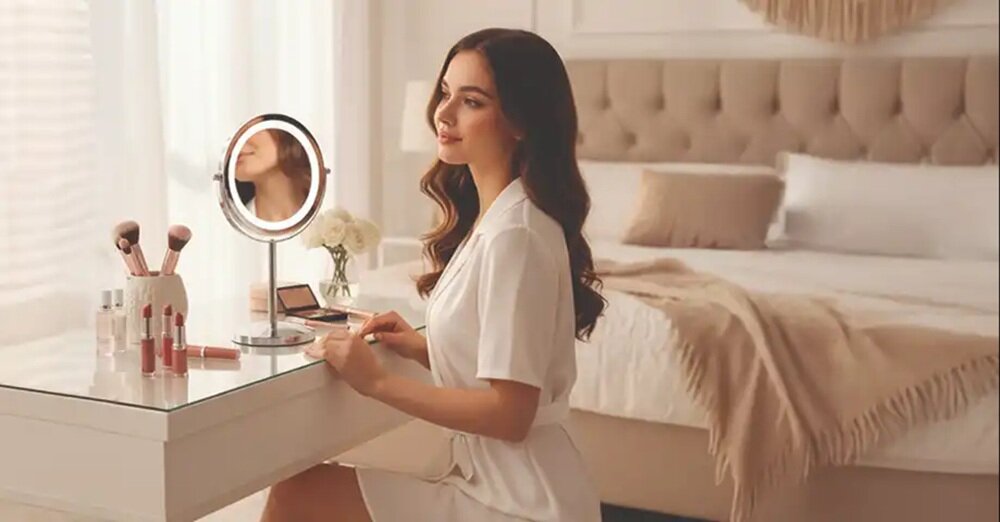 Lusterko kosmetyczne BEAUTIFLY Looking Glass Light oświetlenie LED, naturalne dzienne światło, elominacja cieni i odblasku, nie męczy oczu