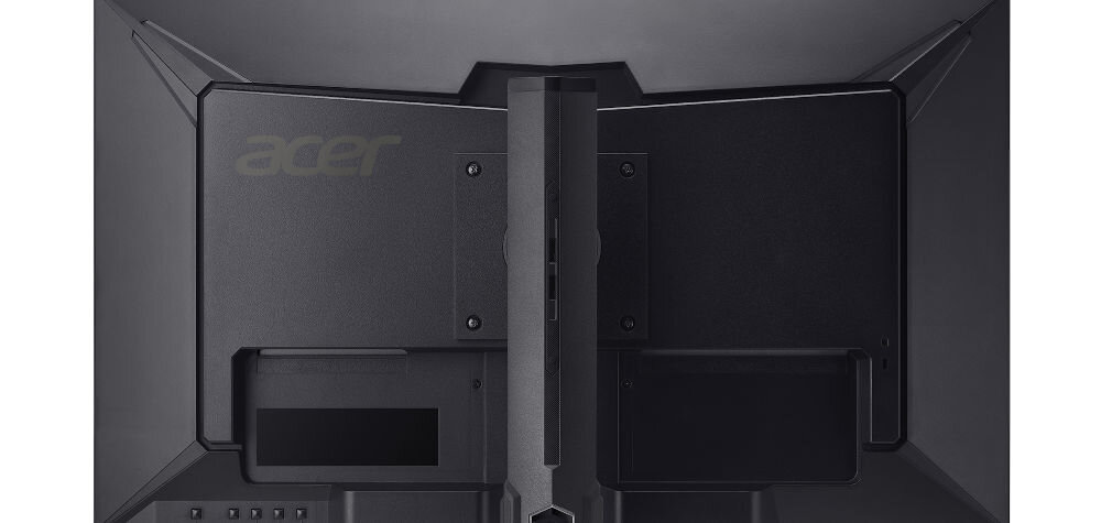 Monitor ACER XV270F5bmiiprzx 27 cali 1920x1080px IPS 520Hz 0.5 ms [GTG]  prezentacja monitora od tyłu na białym tle zbliżenie dwa głośniki 2W bez potrzeby podłączania dodatkowego sprzętu audio