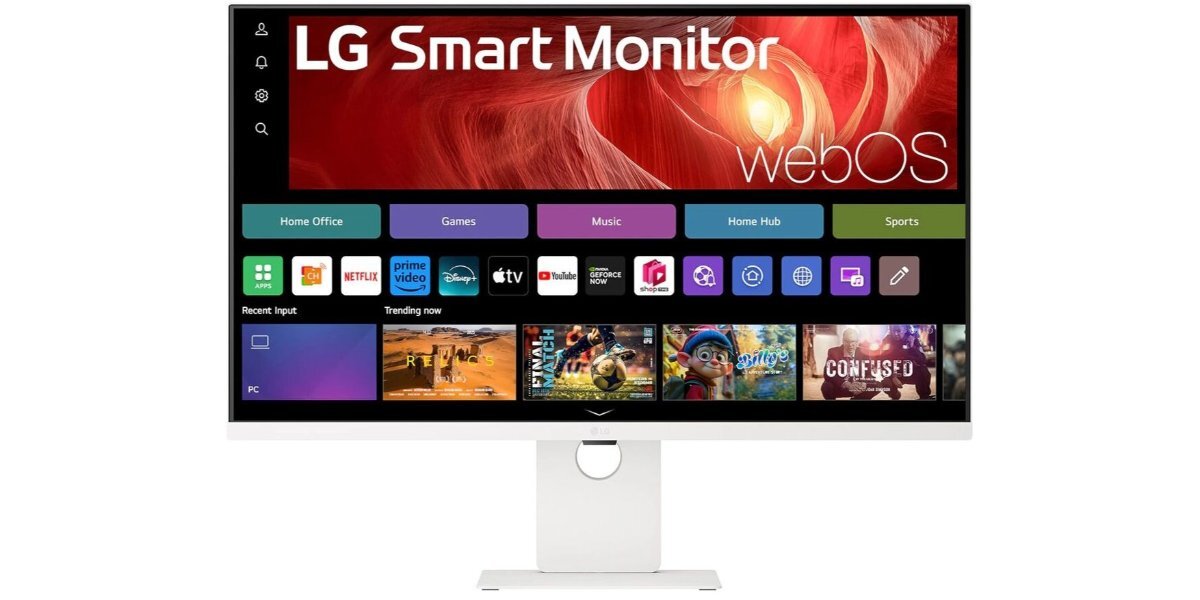 Monitor LG Smart 37U730SA-W na białym tle.