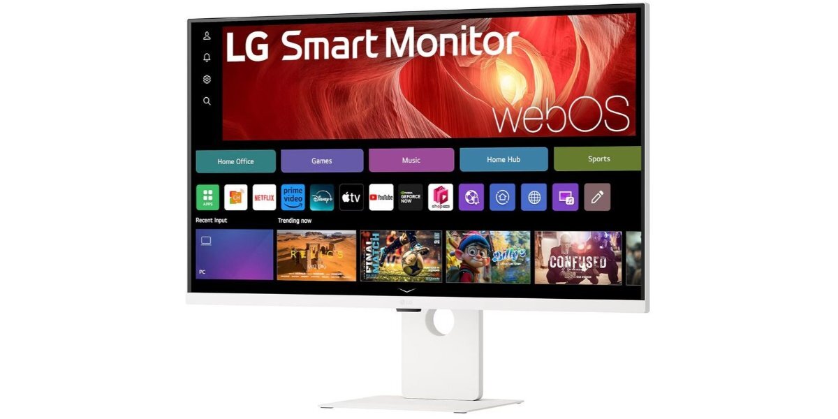 Monitor LG Smart 37U730SA-W na białym tle.