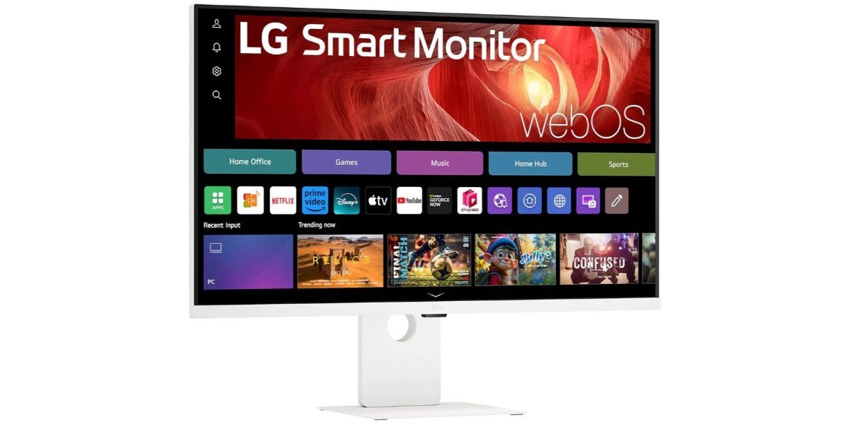 Monitor LG Smart 37U730SA-W na białym tle.