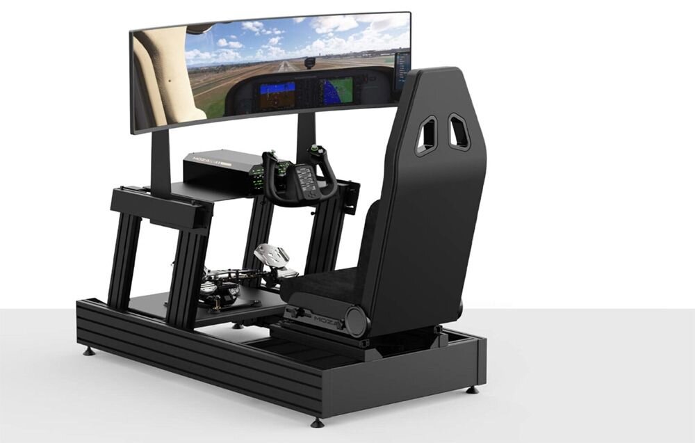 Baza na joystick yoke MOZA Racing AY210 (PC) Stanowisko gamingowe z ekranem, kierownicą, pedałami i fotelem stalowy korpus, szybka wymiana, aluminiowy system, trwałość