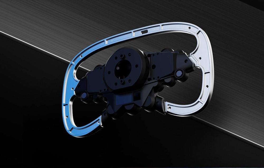 Kierownica MOZA Racing Vision GS RS064 (PC) Tył kierownicy Moza Racing z widokiem na metalowe części kute włókno węglowe czujniki Halla dokładność tłumiki tryb pojedynczy i podwójny F1 iRacing