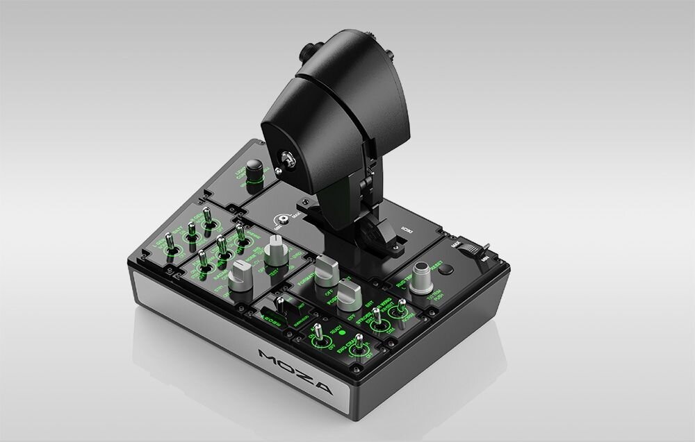 Przepustnica MOZA Racing MTP AS008 Widok z góry na przepustnicę Moza Racing stojącą na szarym tle joystick z czujnikiem Halla wsparcie osi konfiguracja w Moza Cockpit
