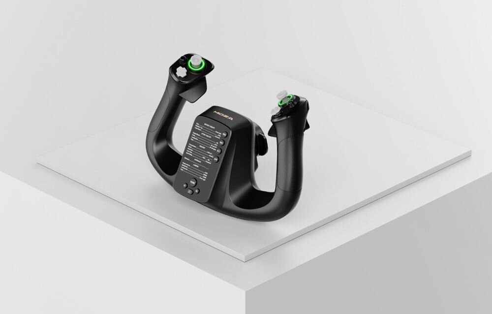 Wolant MOZA Racing MFY Yoke AS012 Czarny wolant MOZA na białej powierzchni tworzywo PA66 z domieszką włókna szklanego nacisk do 30 kg złącze typu quick release system push-pull