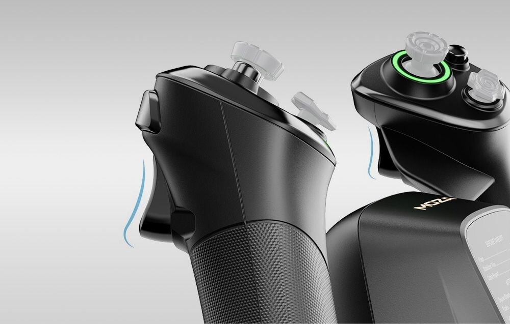 Wolant MOZA Racing MFY Yoke AS012 Elementy montażowe czarnej kolumny sterowej zintegrowane spusty kluczowe systemy Push to Talk podświetlenie RGB personalizacja efektów świetlnych